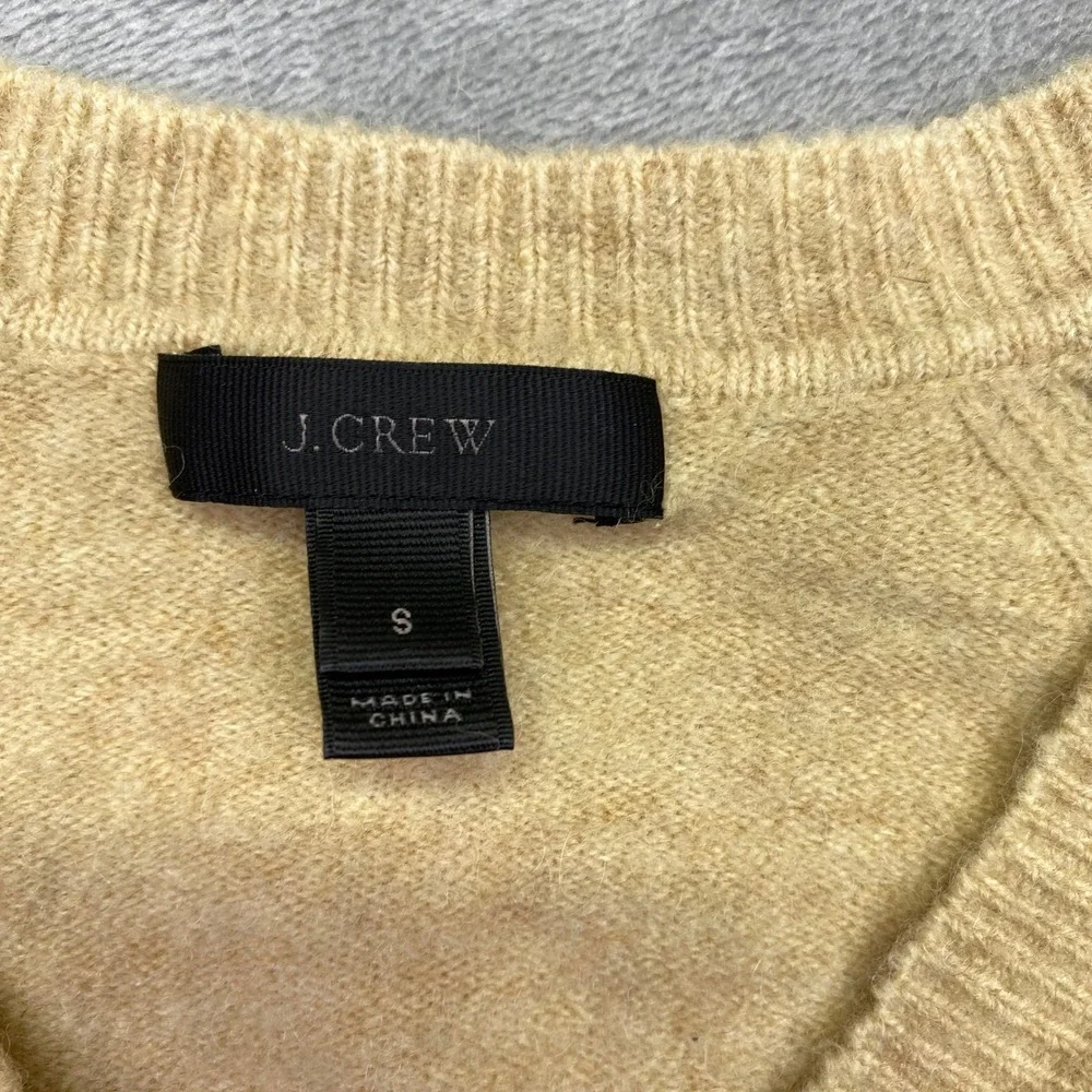 J Crew Beige V Neck Long Sleeve‎ Merino Alpaca Blend Sweater Women Sz S Boho